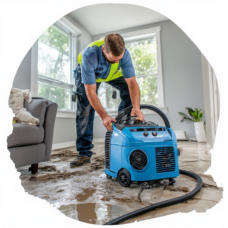 Professional water removal technician at work